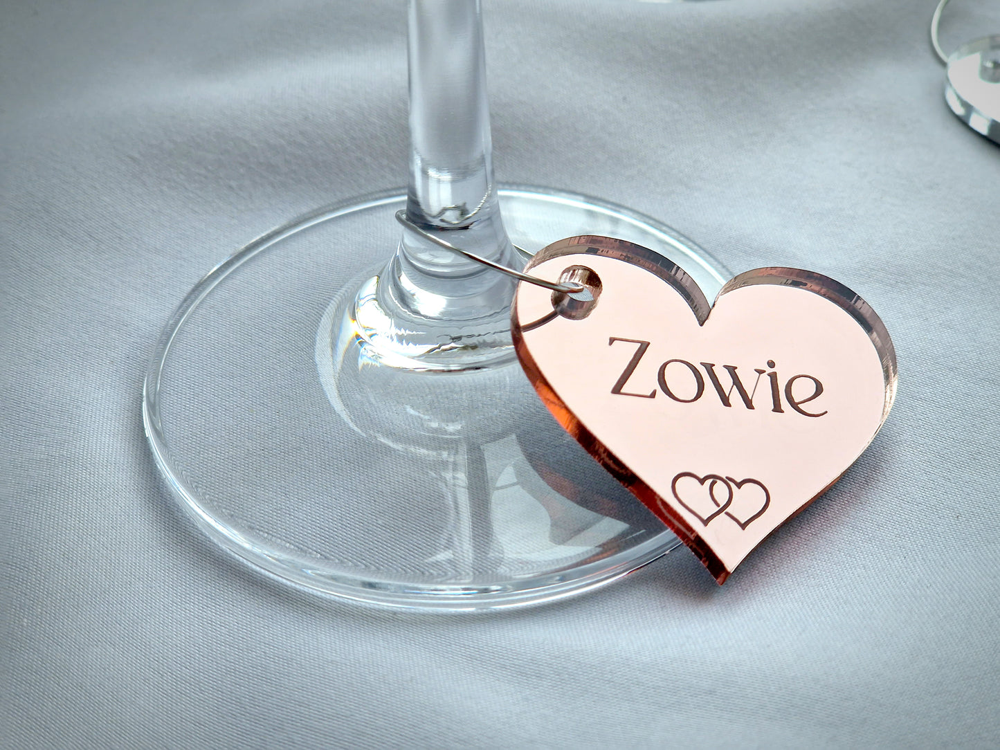 Personalised Heart Shaped Wine Glass Charms