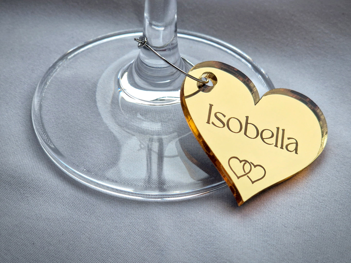 Personalised Heart Shaped Wine Glass Charms