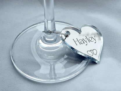 Personalised Heart Shaped Wine Glass Charms