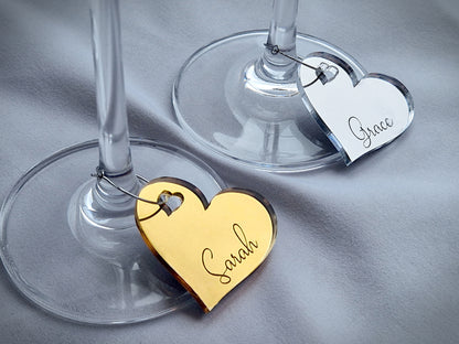 Wedding Glass Name Charms With Guest Names