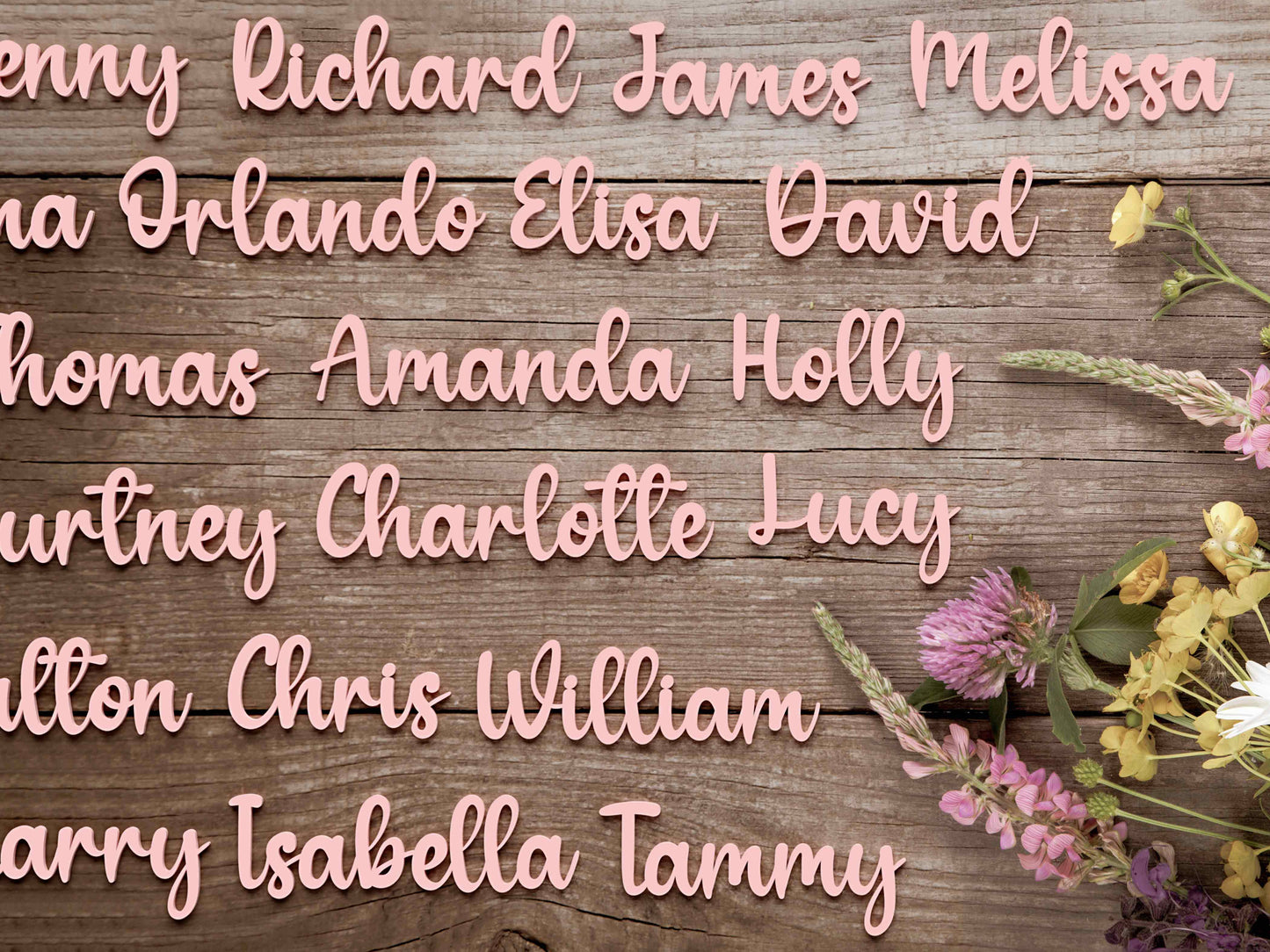 Blush Pink Wedding Place Names