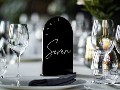 White Arch Shaped Wedding Table Number