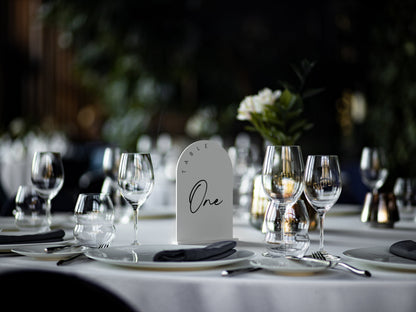 White Arch Shaped Wedding Table Number