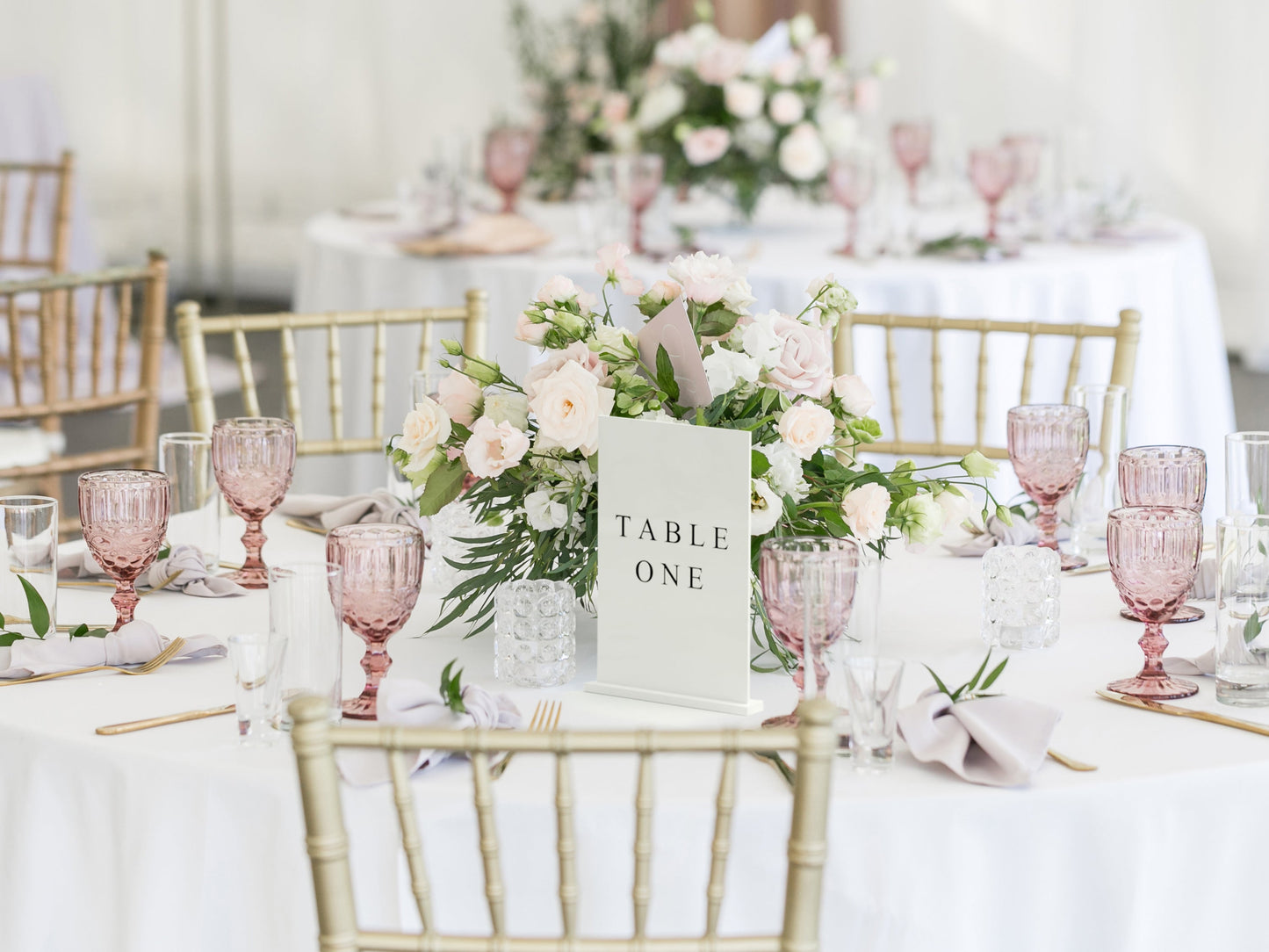 Luxury White Wedding Table Number