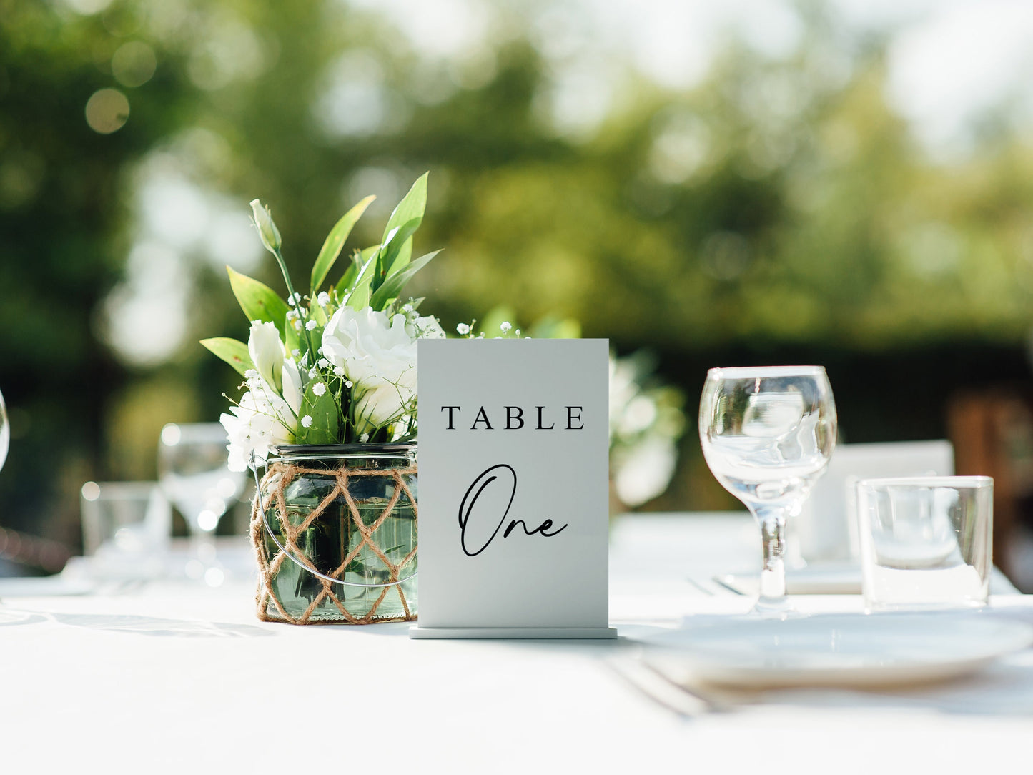 White Acrylic Wedding Table Number