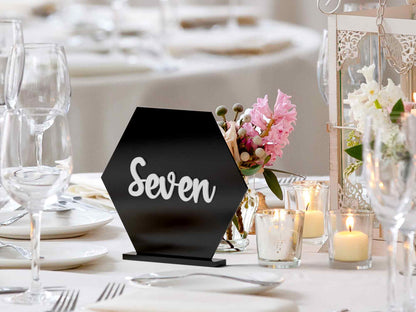 Hexagon Shaped Wedding Table Numbers