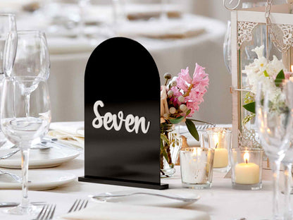 Arch Shaped Table Number with 3D Text