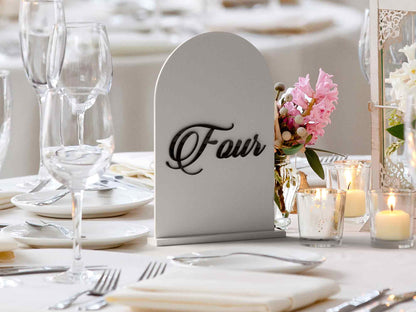 Black Acrylic Table Numbers - Multiple layer 3D Text Effect