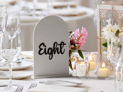 Arch Shaped Table Number with 3D Text