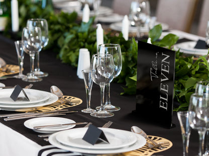 Modern Black Acrylic Wedding Table Number With Vertical Text