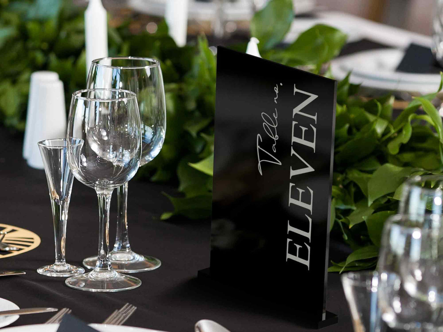 Modern Black Acrylic Wedding Table Number With Vertical Text