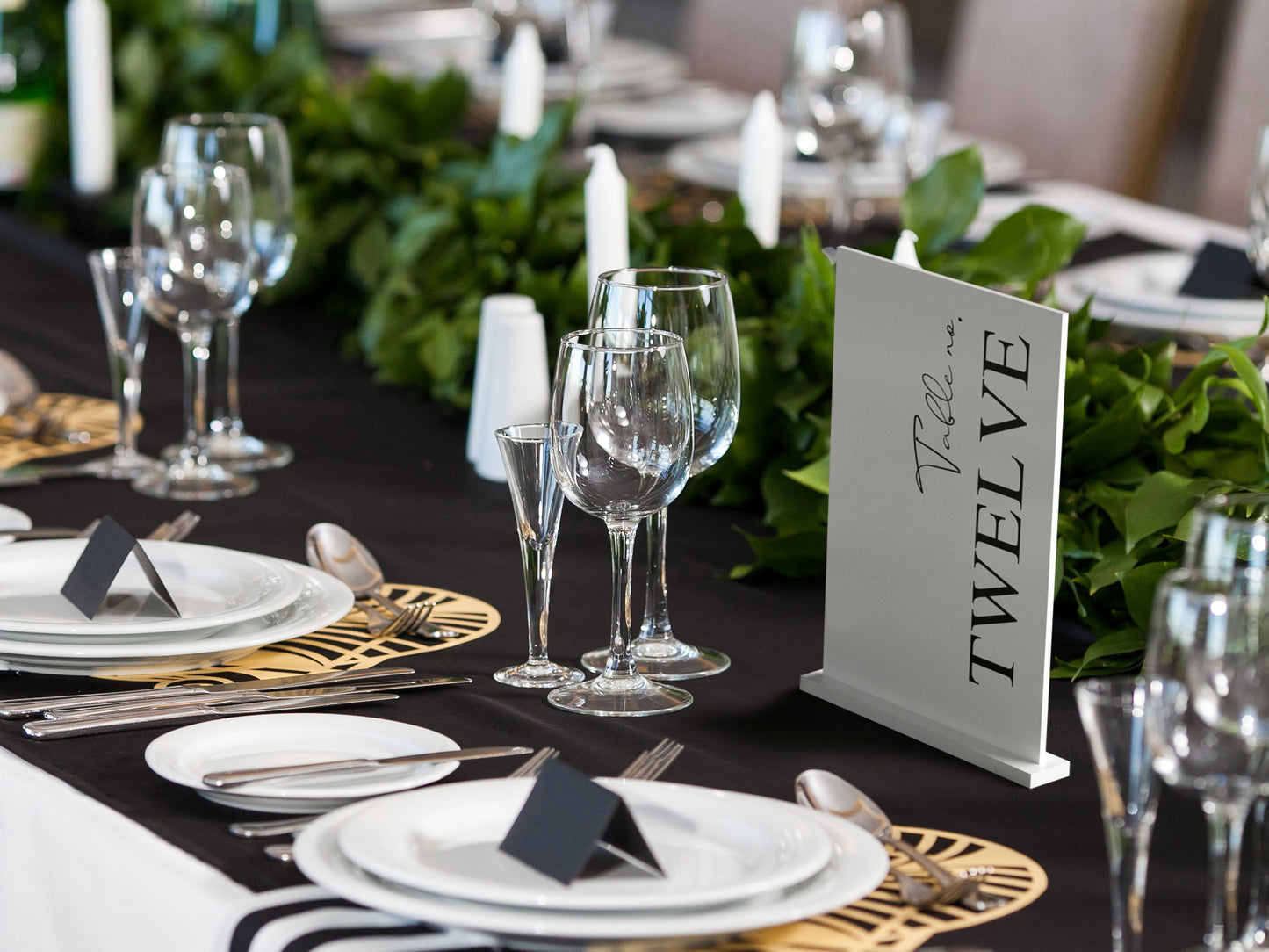 Modern Black Acrylic Wedding Table Number With Vertical Text