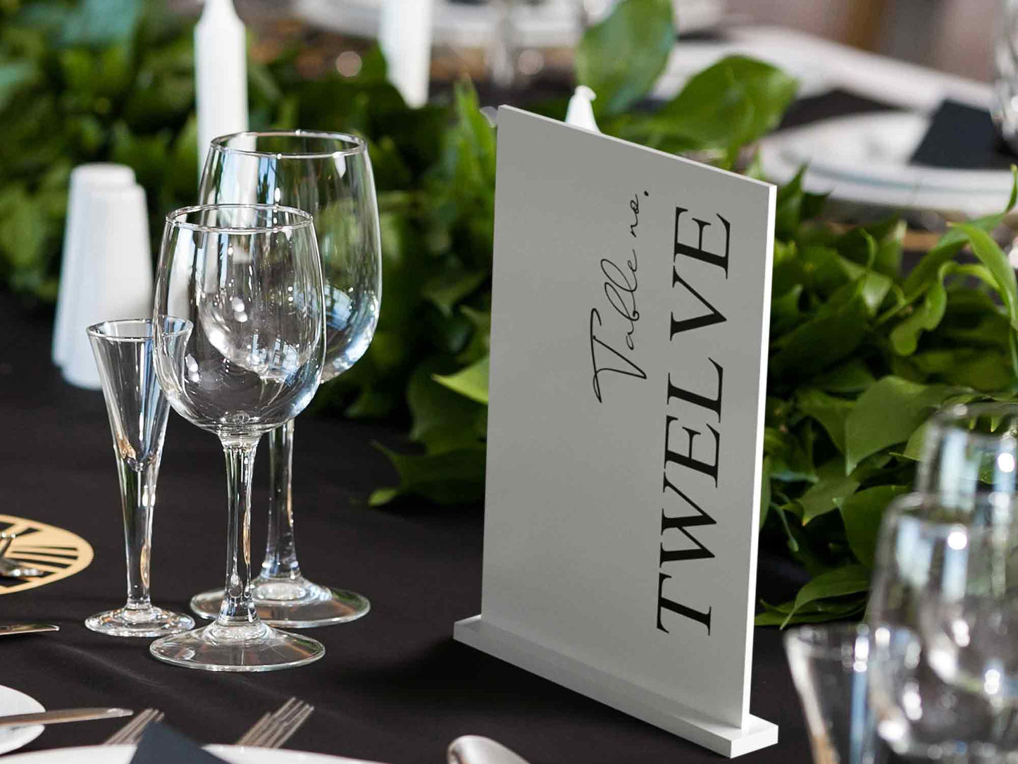 Modern Black Acrylic Wedding Table Number With Vertical Text