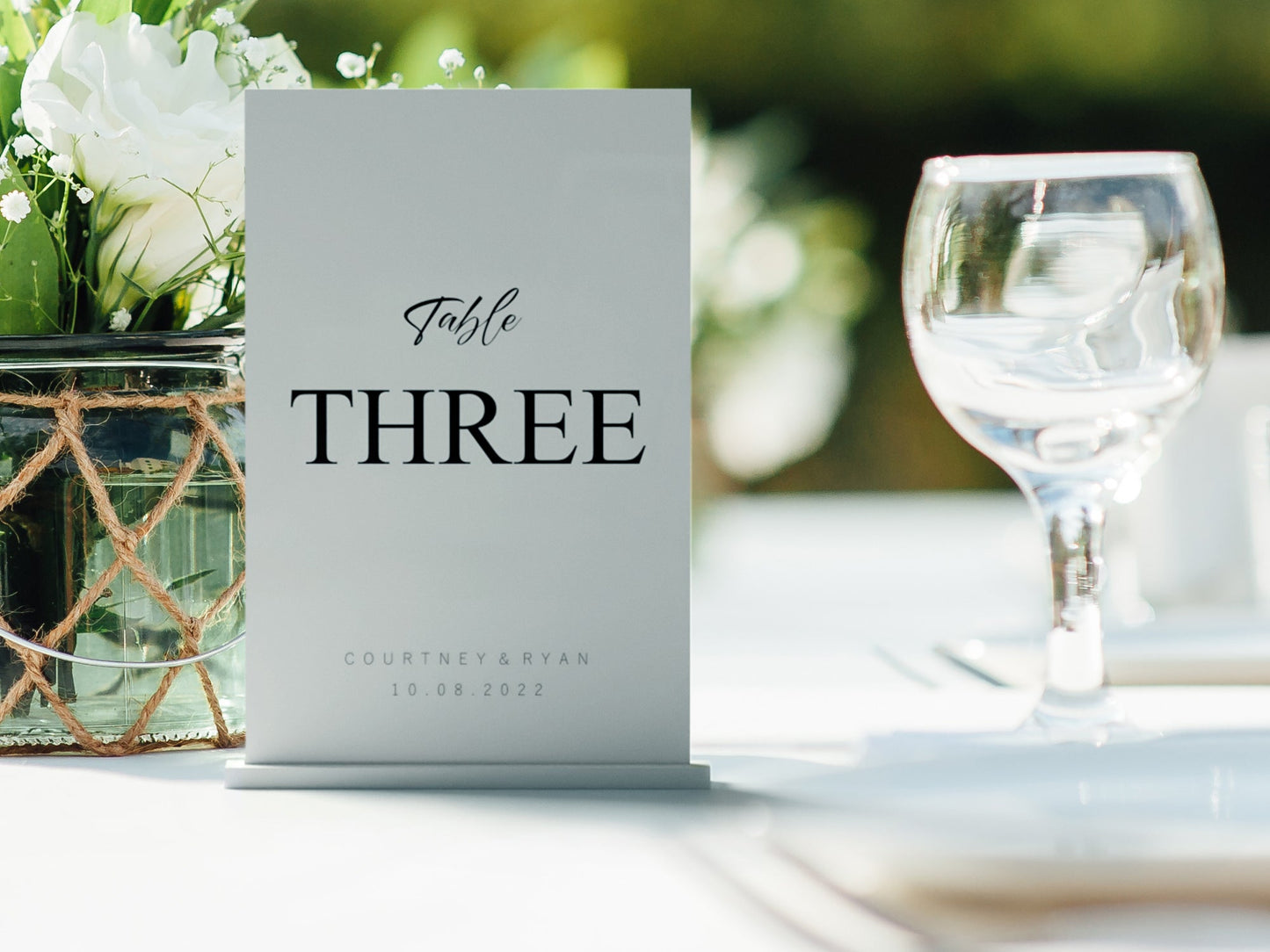 Black And White Wedding Table Number With Engraved Personalisation