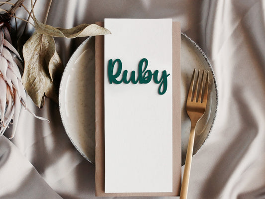 Emerald Green Acrylic Wedding Place Names